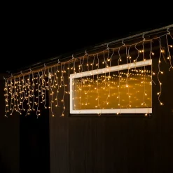 Konstsmide Christmas Dekorationsbelysning|Julepynt > LED lysgardin ice rain amber transp. 10m