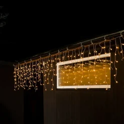 Dekorationsbelysning|Julepynt ^ Konstsmide Christmas LED lysgardin isregn varm hvid transp. 10m