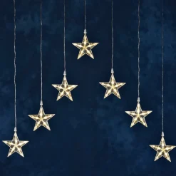 Konstsmide Christmas Dekorationsbelysning|Julepynt > LED-lysgardin med 7 stjerner, varm hvid
