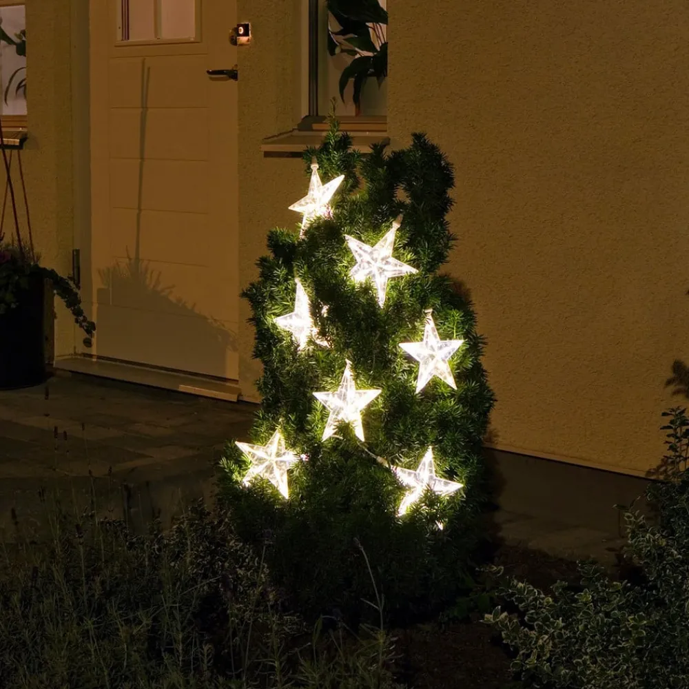 Konstsmide Christmas Dekorationsbelysning|Julepynt > LED-lysgardin med 7 stjerner, varm hvid