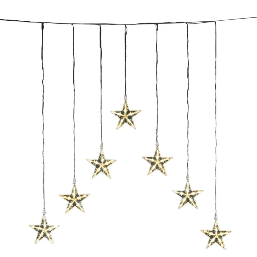 Konstsmide Christmas Dekorationsbelysning|Julepynt > LED-lysgardin med 7 stjerner, varm hvid