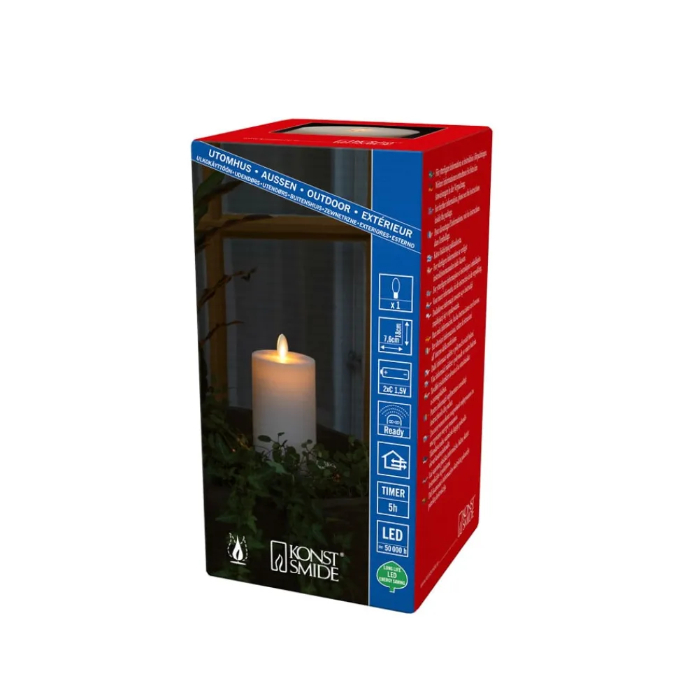 Konstsmide Christmas Julepynt|Led Stearinlys > LED-lys IP44 cremehvid glat Højde 18 cm