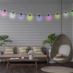 Näve Solcellelamper > LED-lyskæde CADENA, RGB, sort, 10 lyskilder, 10 m