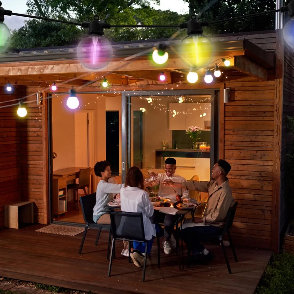 Näve Solcellelamper > LED-lyskæde CADENA, RGB, sort, 10 lyskilder, 10 m