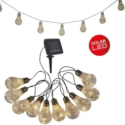 Näve Solcellelamper > LED-lyskæde m. solcelle, glødepære, 10 lyskilder