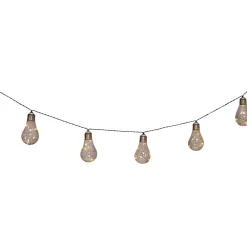 Näve Solcellelamper > LED-lyskæde m. solcelle, glødepære, 10 lyskilder