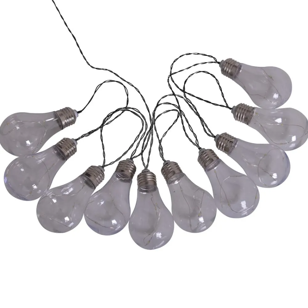 Näve Solcellelamper > LED-lyskæde m. solcelle, glødepære, 10 lyskilder