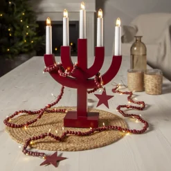 STAR TRADING Dekorationsbelysning|Julepynt > LED-lyskæder Beady, rød, træperler, 150 cm, batteri