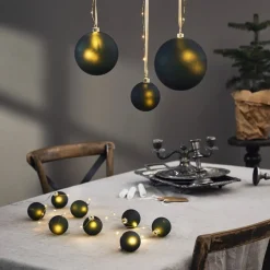 Dekorationsbelysning|Julepynt ^ STAR TRADING LED-lyskæder Bliss, mørkegrøn, glas, 8 lyskilder batteri