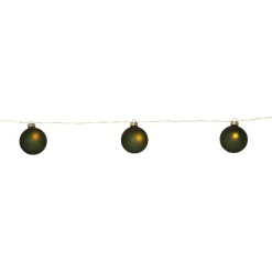Dekorationsbelysning|Julepynt ^ STAR TRADING LED-lyskæder Bliss, mørkegrøn, glas, 8 lyskilder batteri