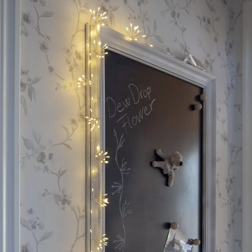 Dekorationsbelysning|Julelyskæder ^ STAR TRADING LED-lyskæder Dew Drop Flower, sølv, 140 cm, batteri