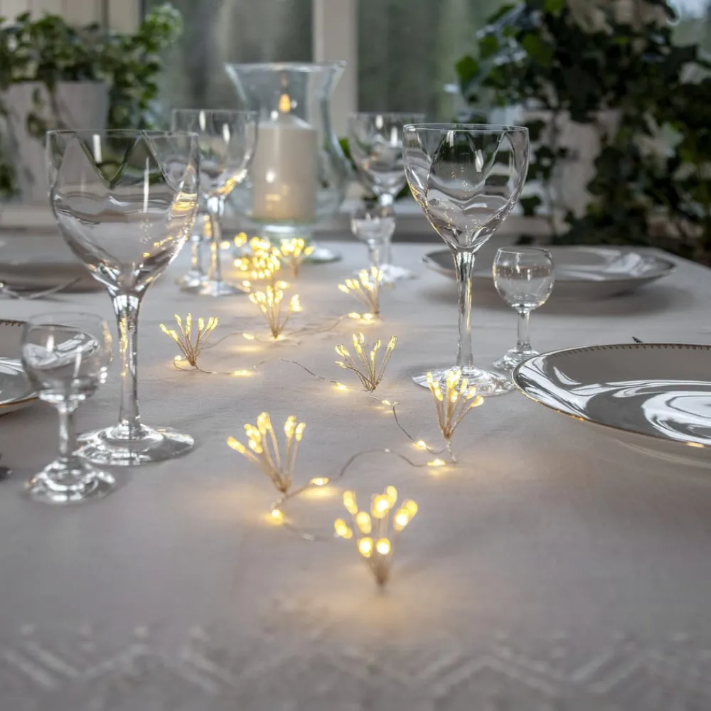 Dekorationsbelysning|Julelyskæder ^ STAR TRADING LED-lyskæder Dew Drop Flower, sølv, 140 cm, batteri