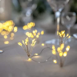 Dekorationsbelysning|Julelyskæder ^ STAR TRADING LED-lyskæder Dew Drop Flower, sølv, 140 cm, batteri