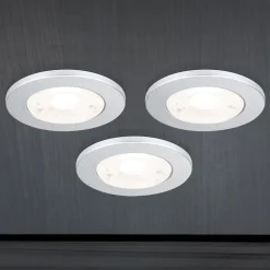 Underskabsbelysning ^ ORION LED-møbelindbygningsspot Artist, sæt med 3, sølv