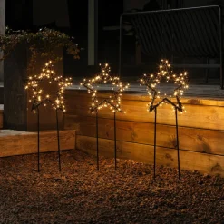 Dekorationsbelysning|Julepynt ^ Konstsmide Christmas LED-metalstjerne med jordspyd, IP44, sæt/3