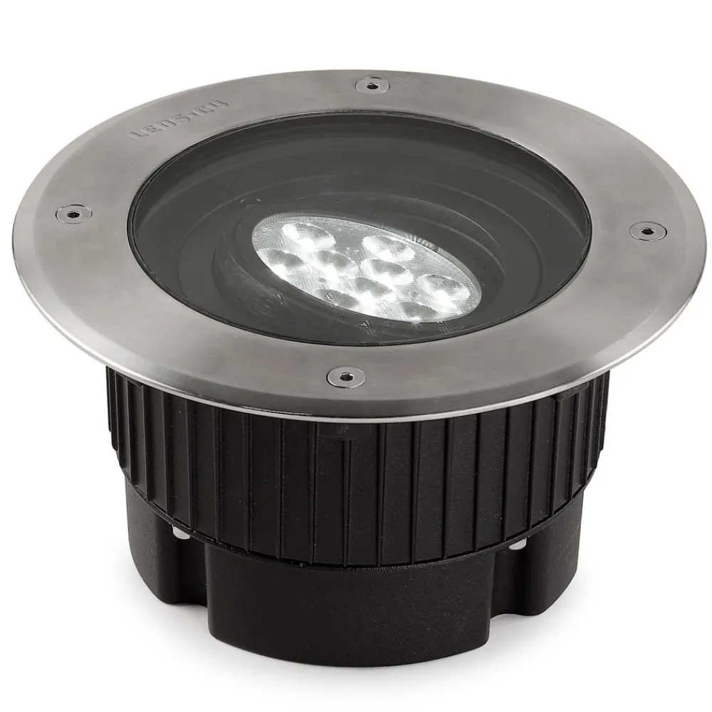 LEDS-C4 Nedgravet Udebelysning|Udendørs Spot > LED nedgravningslampe Gea, Ø 18 cm, 3000K, stål