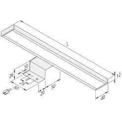 Hera Underskabsbelysning > LED-overflademonteret skabslampe Lugano 4.000K, 60 cm