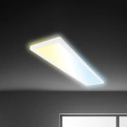 Briloner Arbejdsrum/Kontor > LED-panel Tava CCT, hvid, 98 x 20 cm, baggrundsbelysning, plast