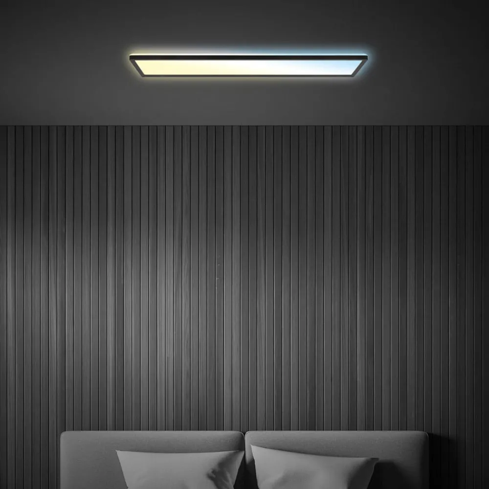 Arbejdsrum/Kontor ^ Briloner LED-panel Tava CCT, sort, 98 x 20 cm baggrundsbelysning plast