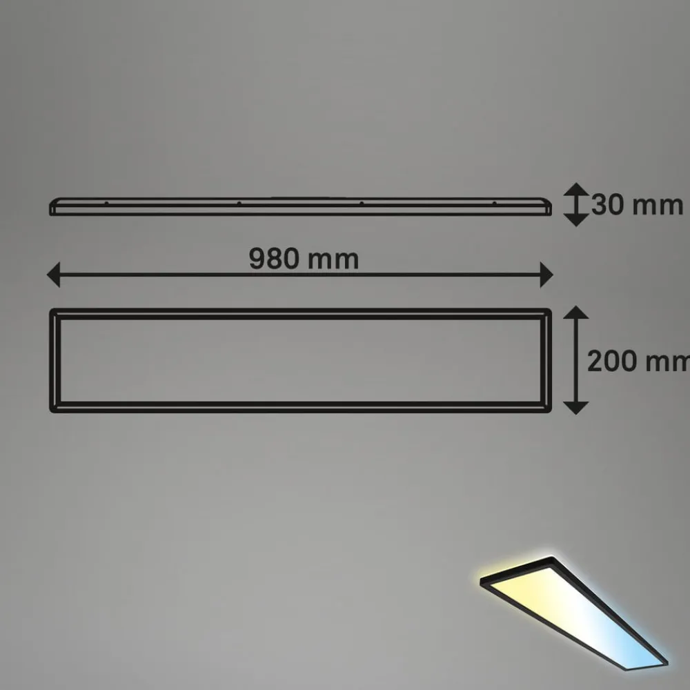 Arbejdsrum/Kontor ^ Briloner LED-panel Tava CCT, sort, 98 x 20 cm baggrundsbelysning plast