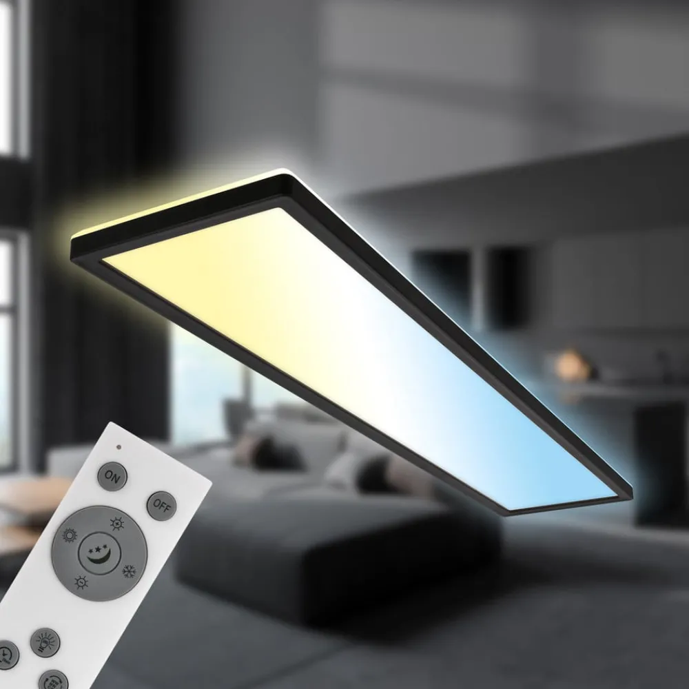 Arbejdsrum/Kontor ^ Briloner LED-panel Tava CCT, sort, 98 x 20 cm baggrundsbelysning plast