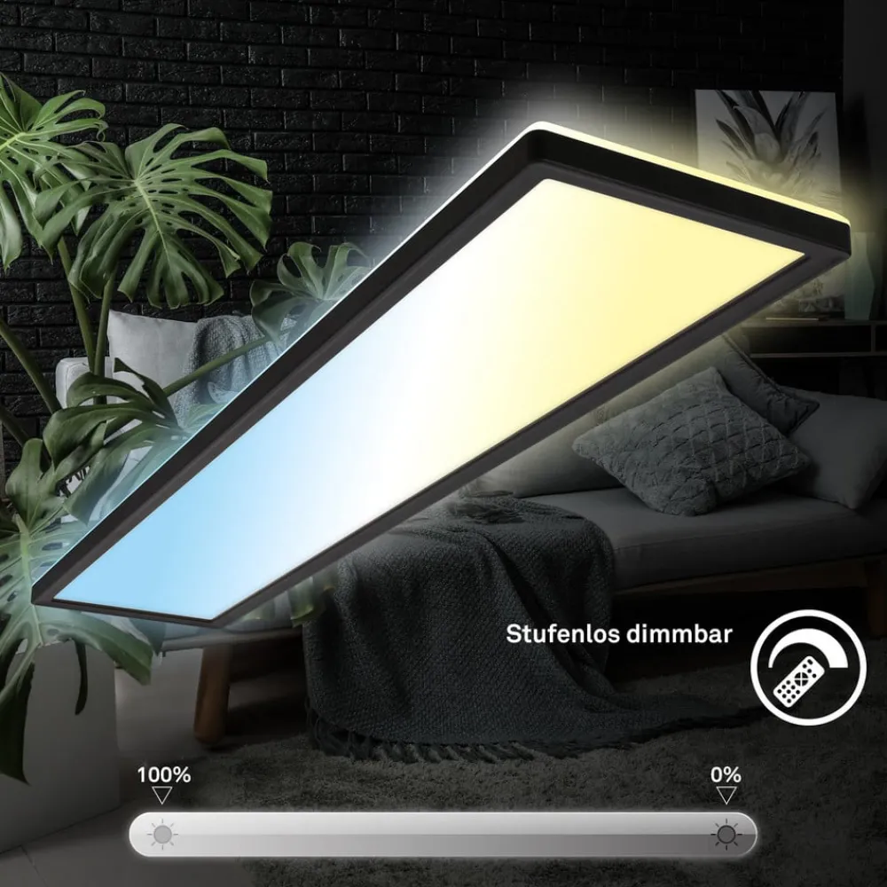 Arbejdsrum/Kontor ^ Briloner LED-panel Tava CCT, sort, 98 x 20 cm baggrundsbelysning plast