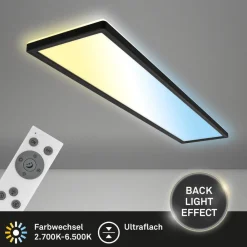 Arbejdsrum/Kontor ^ Briloner LED-panel Tava CCT, sort, 98 x 20 cm baggrundsbelysning plast