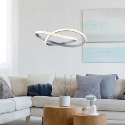 Reality Leuchten Pendellamper > LED-pendel Course, mat nikkel, 3.000 K, Ø 60 cm, metal