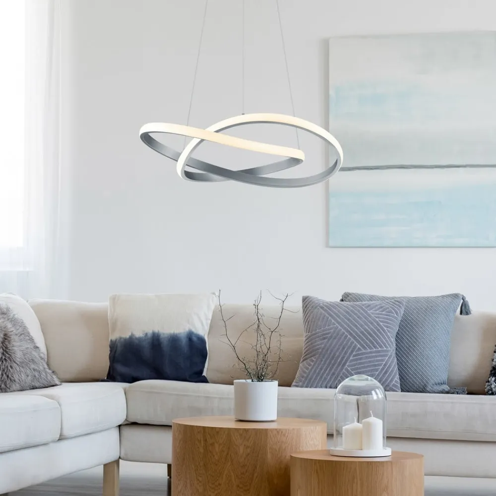 Reality Leuchten Pendellamper > LED-pendel Course, mat nikkel, 3.000 K, Ø 60 cm, metal