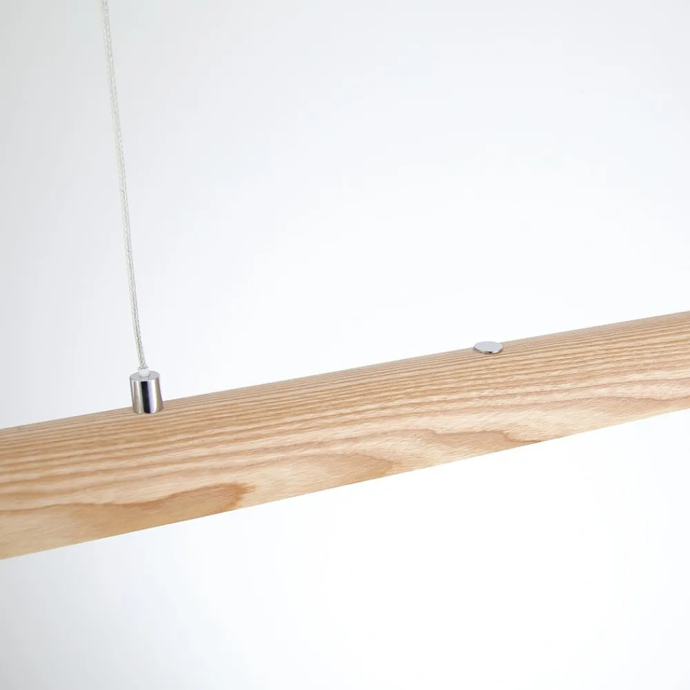 Searchlight Pendellamper > LED-pendellampe Kenzie, længde 60 cm, lysebrun, træ, CCT
