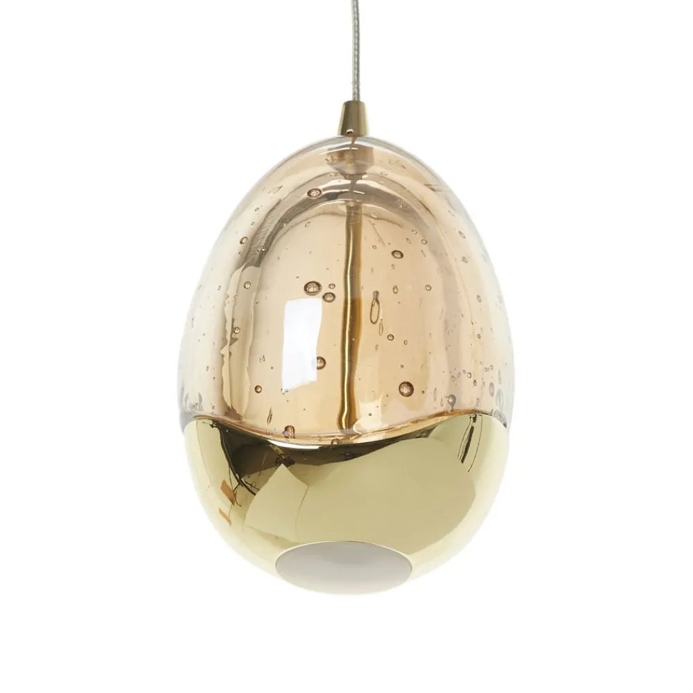 Pendellamper|Pendellamper ^ Schuller Valencia LED-pendel Rocio, 5-lys, rund, metal, glas, guld