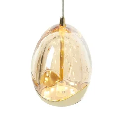 Pendellamper|Pendellamper ^ Schuller Valencia LED-pendel Rocio, 5-lys, rund, metal, glas, guld