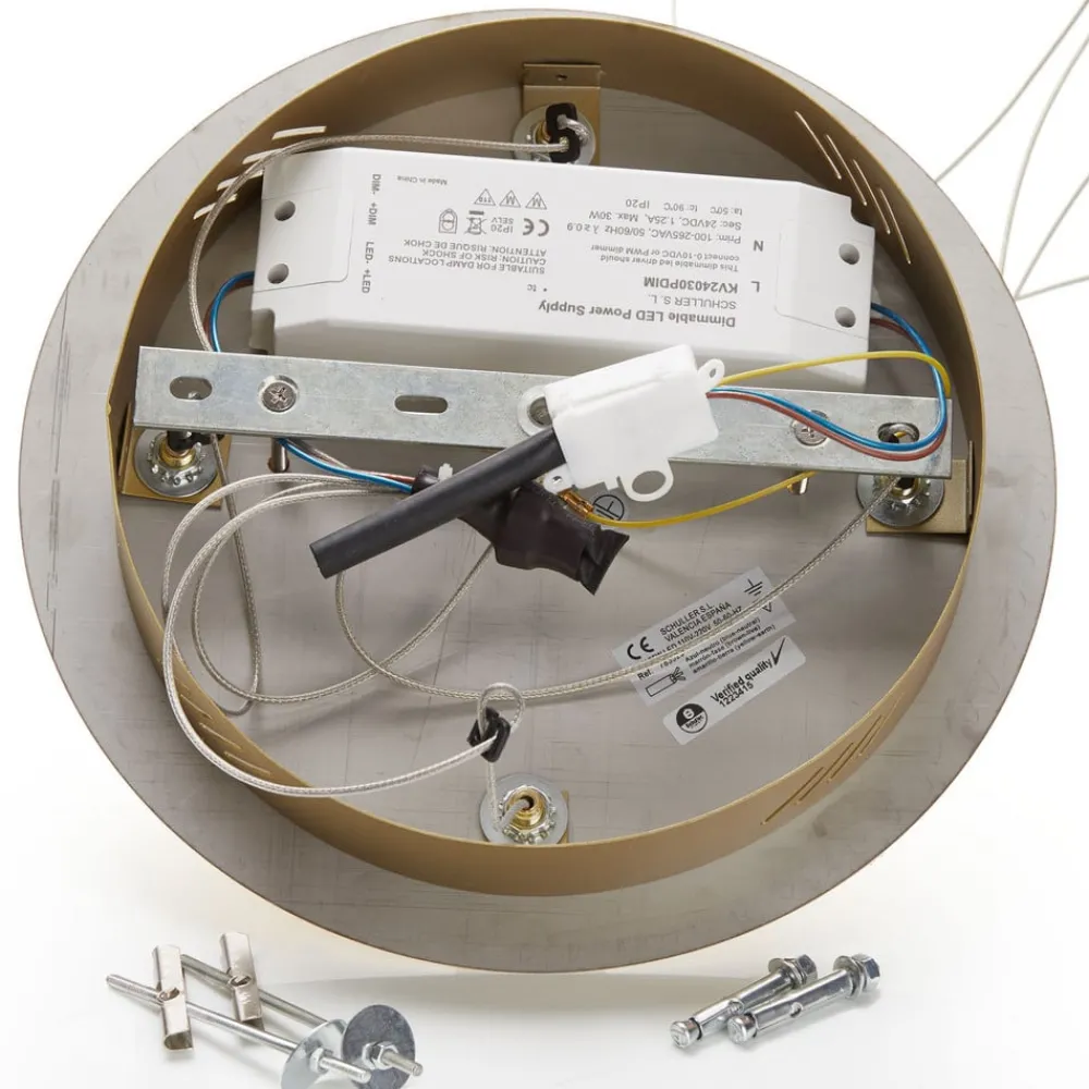 Pendellamper|Pendellamper ^ Schuller Valencia LED-pendel Rocio, 5-lys, rund, metal, glas, guld