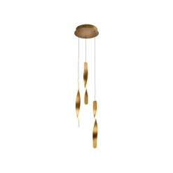Pendellamper ^ Schuller Valencia LED-pendel Twist, 3-l. Aluminium, metal, akryl, guldfarvet