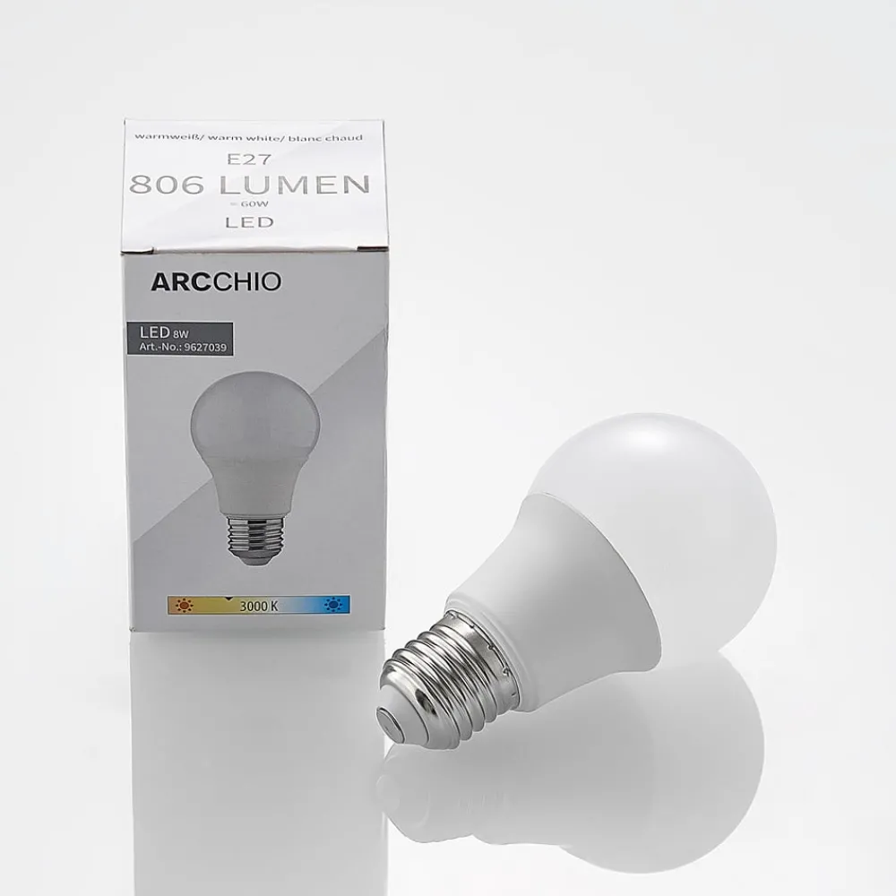 Led Pærer ^ Arcchio LED-pære E27 A60 8 W 3.000 K opal, sæt med 2 stk
