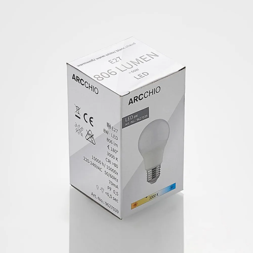 Led Pærer ^ Arcchio LED-pære E27 A60 8 W 3.000 K opal, sæt med 2 stk
