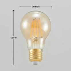 Arcchio Dæmpbar Led-Pære|Filament Pære > LED-pære E27 A60 6,5W 2.500K ravfarvet 3-trins dæmpbar