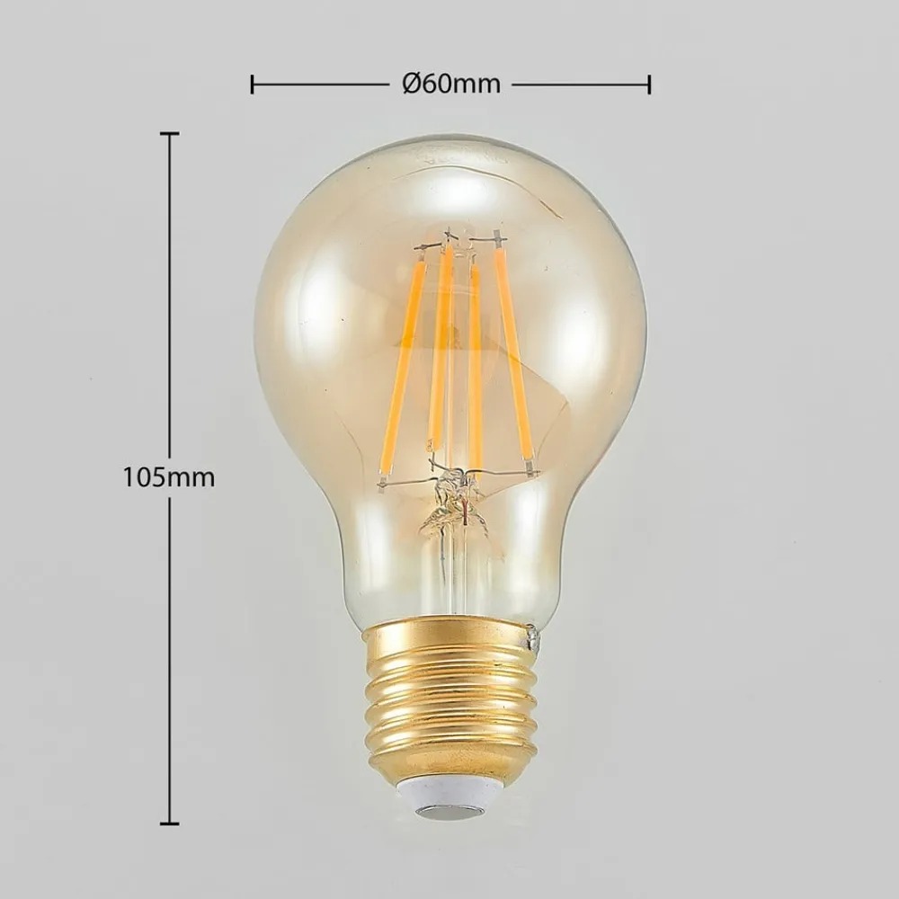 Arcchio Dæmpbar Led-Pære|Filament Pære > LED-pære E27 A60 6,5W 2.500K ravfarvet 3-trins dæmpbar