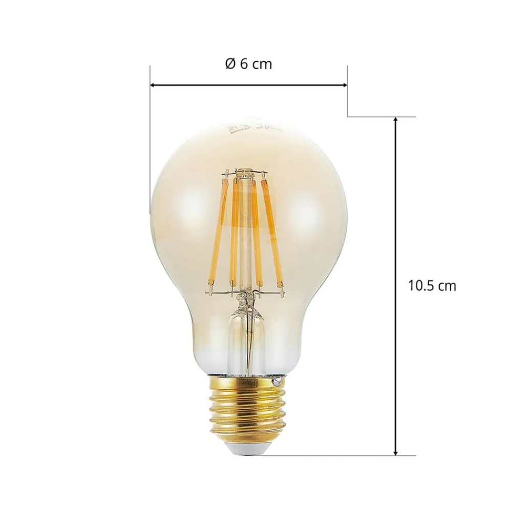 Arcchio Dæmpbar Led-Pære|Filament Pære > LED-pære E27 A60 6,5W 2.500K ravfarvet 3-trins dæmpbar