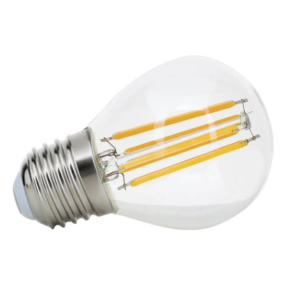 Dæmpbar Led-Pære|Filament Pære ^ ORION LED-pære E27 G45 4,5 W filament klar 827, dæmpes