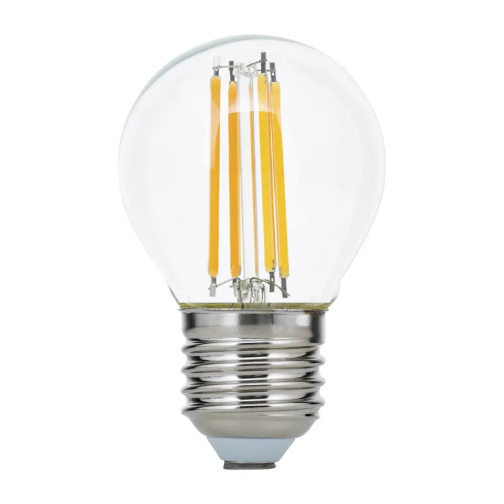 Dæmpbar Led-Pære|Filament Pære ^ ORION LED-pære E27 G45 4,5 W filament klar 827, dæmpes