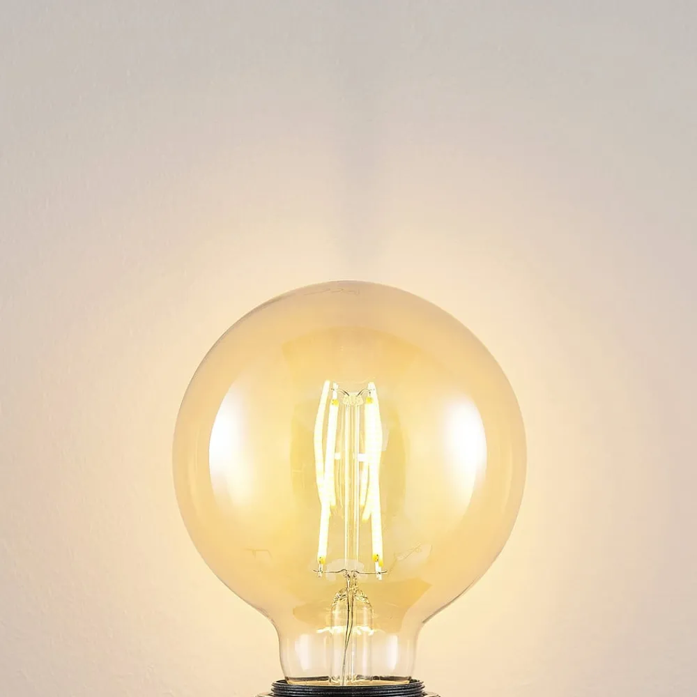 Dæmpbar Led-Pære|Filament Pære ^ Arcchio LED-pære E27 G95 6,5W 2.500K ravfarvet 3-trins dæmpbar
