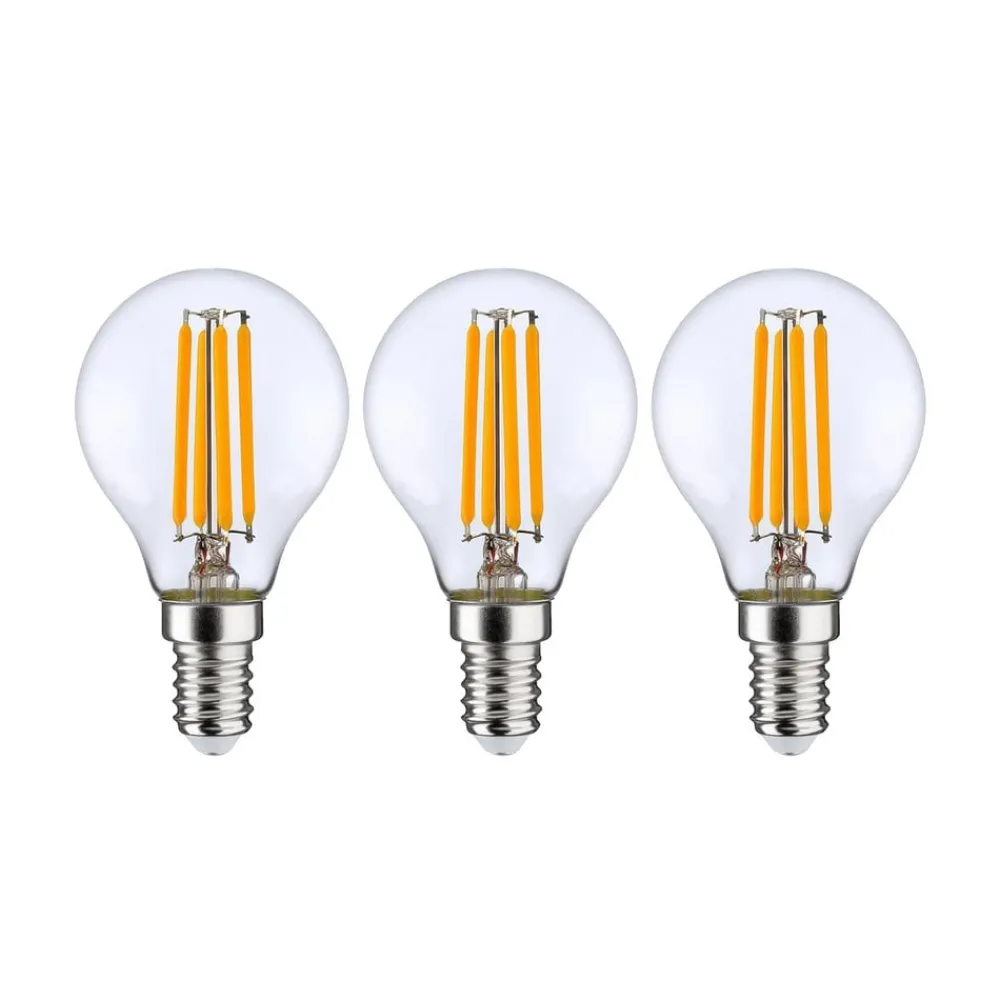 Arcchio Dæmpbar Led-Pære|Filament Pære > LED-pære E14 P45, 4W, klar, 2.700K, dæmpbar, sæt med 3 stk