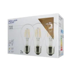 Müller-Licht Filament Pære > LED-pære E27 4 W 2.700 K filament, 3 stk, 470 lm