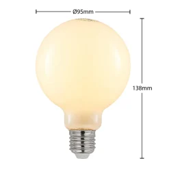 Arcchio Dæmpbar Led-Pære|Led Pærer > LED-pære E27 8W 2.700K G95 Globe, dæmpbar, opal