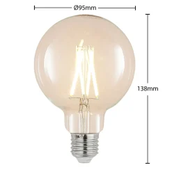 Dæmpbar Led-Pære|Filament Pære ^ Arcchio LED-pære E27 8W 2.700K G95 Globe, glødetråd, klar