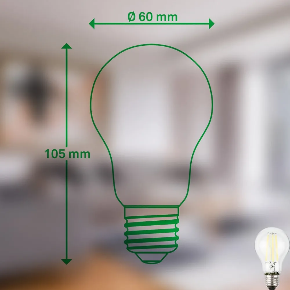 Briloner Filament Pære > LED-pære E27 4W klar 3000K 840 lm energiklasse 2er