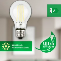 Briloner Filament Pære > LED-pære E27 4W klar 3000K 840 lm energiklasse 2er