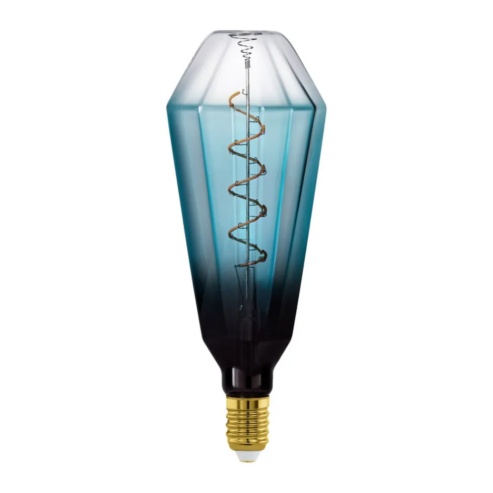 Filament Pære|Dæmpbar Led-Pære ^ EGLO LED-pære E27 4W T100 2.000K filament blå dæmpbar