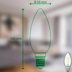 Briloner Filament Pære > LED-pære stearinlys E14 2,5W klar 3000K 525 lm energiklasse 2er